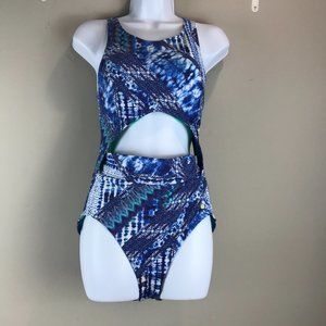 Women's Sunseeker 1 pc blue print swimsuit size 8, NWOT